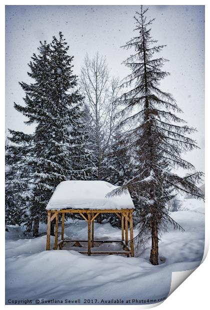 Winter Gazebo Print by Svetlana Sewell