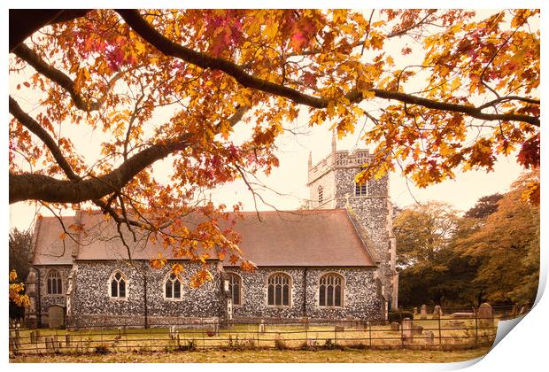 Autumn Brunch and Church Print by Svetlana Sewell