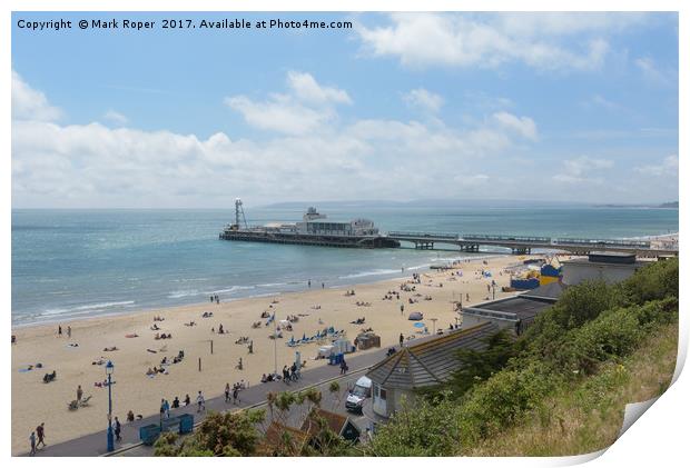 Bournemouth beach and pier Print by Mark Roper