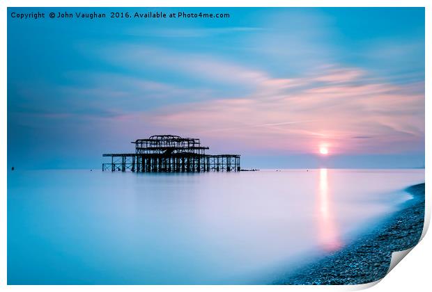 Sunset at Brighton West Pier Print by John Vaughan