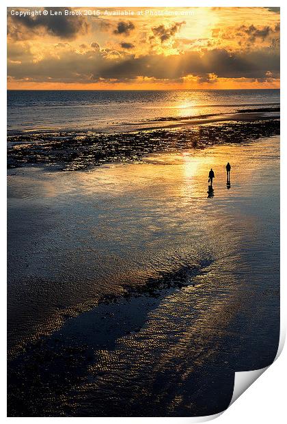  Sunset Strolls, Worthing Beach Print by Len Brook