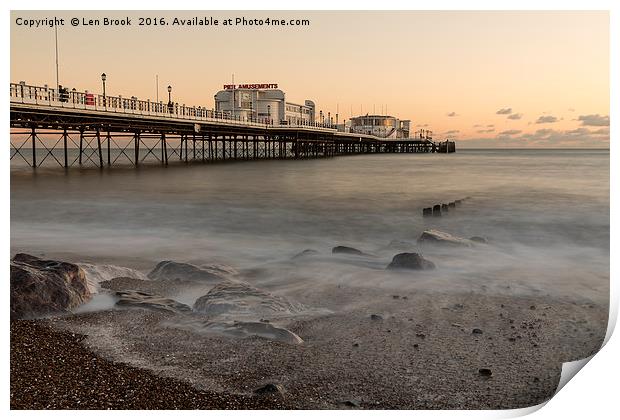 Worthing Pier Print by Len Brook