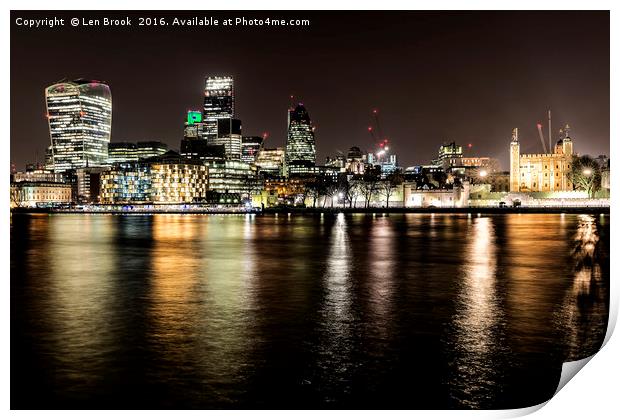 London at Night Print by Len Brook