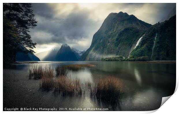 Milford Sound, New Zealand Print by Black Key Photography