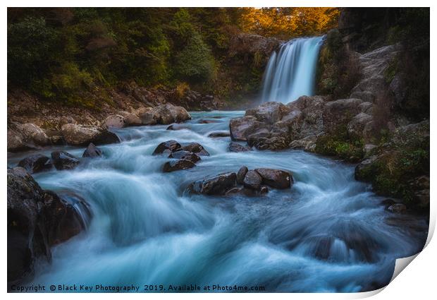 Gollum's Pool waterfall, New Zealand Print by Black Key Photography