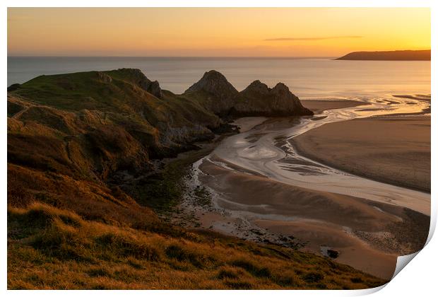 Three Cliffs Bay Print by Sandra Kepkowska