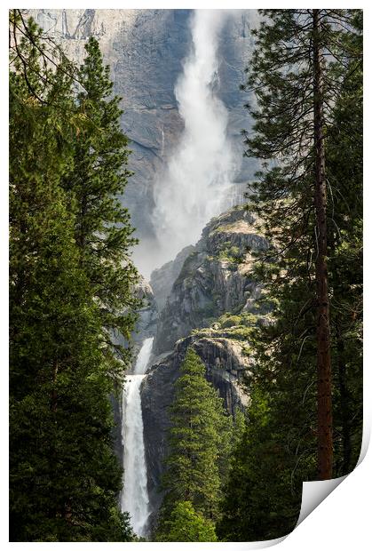 Yosemite waterfalls Print by Sandra Kepkowska