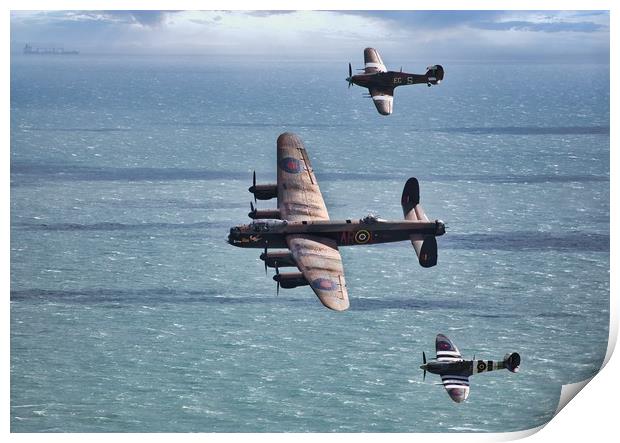 Battle of Britain Flight over the sea Print by tim miller