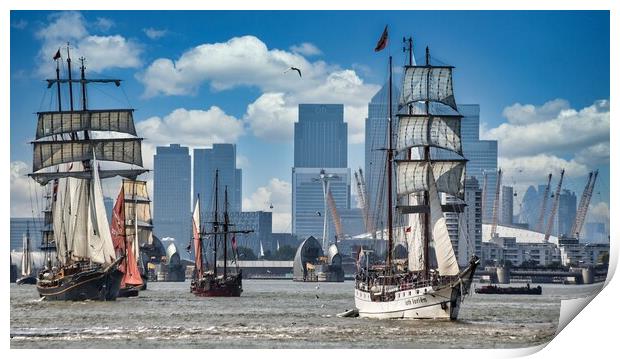 Loth Lorien with flotilla on river thames Print by tim miller