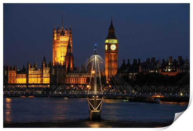 Houses of parliament at night Print by tim miller