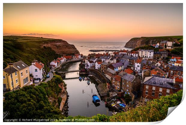 Sunrise at Staithes Print by Richard Murgatroyd