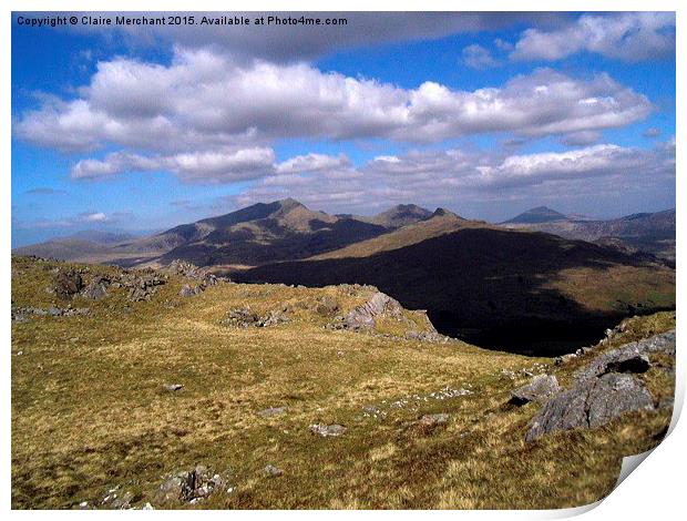 Snowdon in shadows Print by Claire Merchant