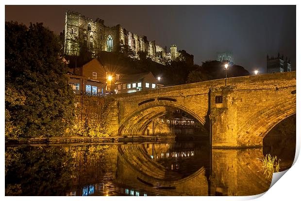 Durham Castle and Framwellgate Bridge by Night Print by Naylor's Photography