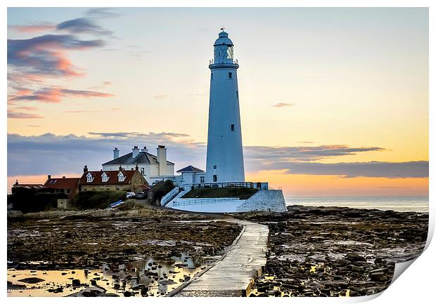St. Mary's Lighthouse Standing Proudly Print by Naylor's Photography