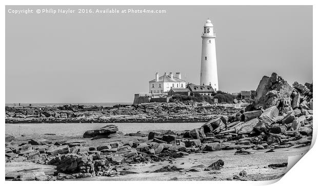 The Lighthouse in Mono............... Print by Naylor's Photography
