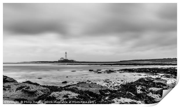 St. Mary's Lighthouse in Mono Print by Naylor's Photography