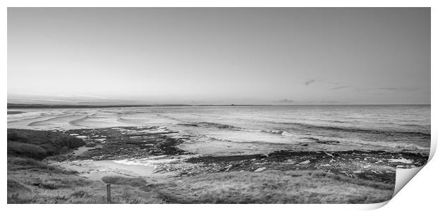 Black & White Bamburgh Beach View Print by Naylor's Photography