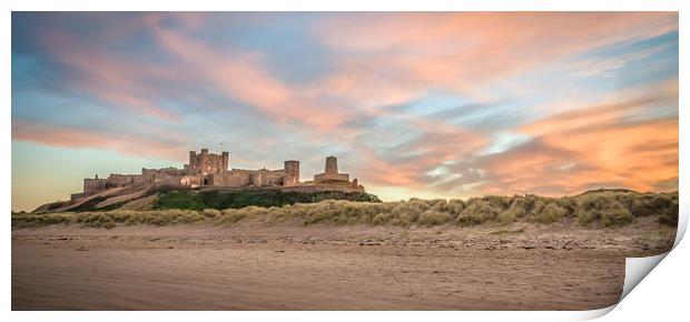 Bamburgh Castle Sunset Print by Naylor's Photography