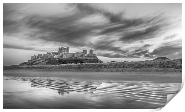 Pretty as a Picture - Bamburgh Castle B&W Print by Naylor's Photography