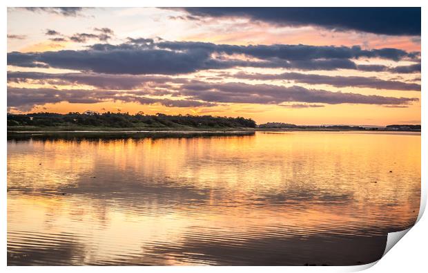 Budle Bay Sunset at high tide  Print by Naylor's Photography