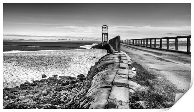 Refuge of Lindisfarne Causeway in Mono Print by Naylor's Photography
