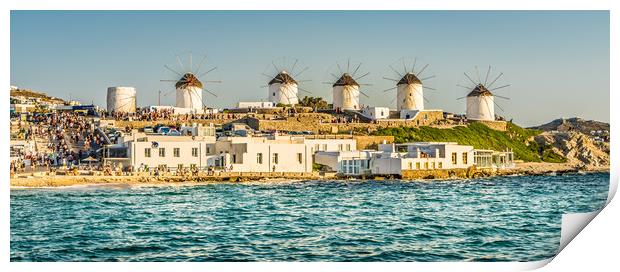 The Windmills of Mykonos Print by Naylor's Photography