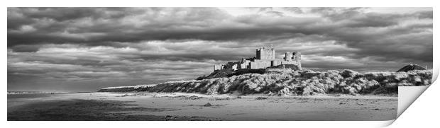 Bamburgh Castle Panorama Mono Print by Naylor's Photography