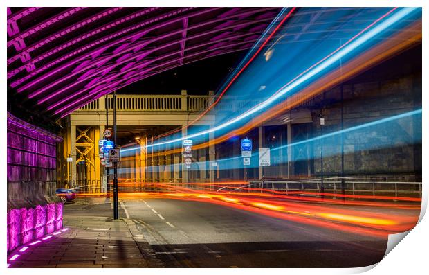 Light Trails High Level Bridge Print by Naylor's Photography