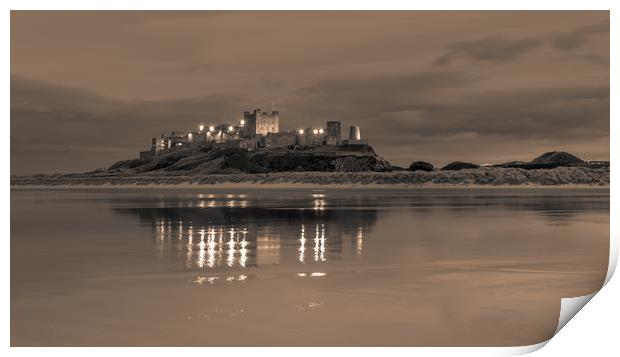 Twilight Bamburgh Castle  Print by Naylor's Photography