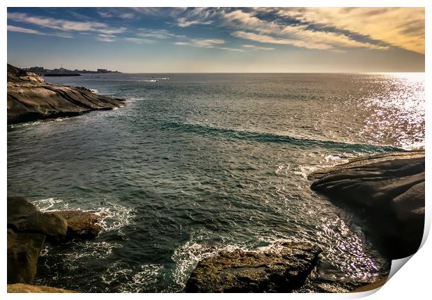 View over Costa Adeje Bay Print by Naylor's Photography