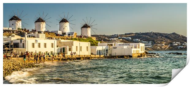 Beautiful Windmills of Mykonos Print by Naylor's Photography