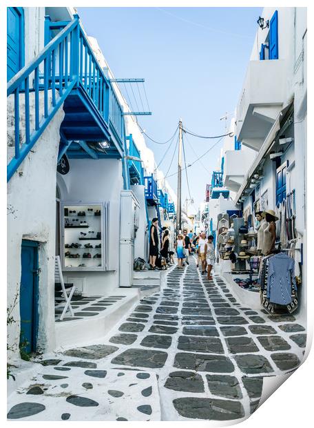 The Streets of Mykonos Print by Naylor's Photography