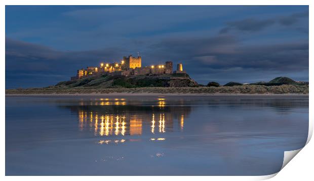 Castle reflections - Bamburgh Print by Naylor's Photography