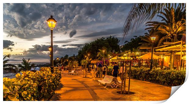 Costa Adeje seafront evening strolls Print by Naylor's Photography