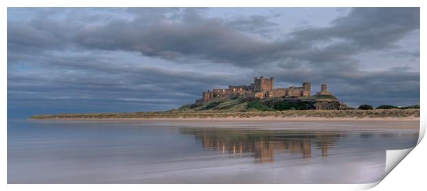 Bamburgh Castle twilight blue Print by Naylor's Photography