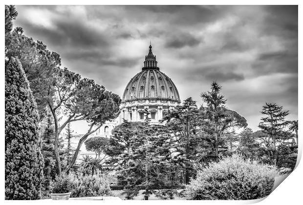 A black and white photo of St Peters Basilica  Print by Naylor's Photography