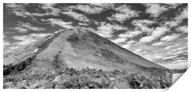 A mono version of Mount Teide Print by Naylor's Photography
