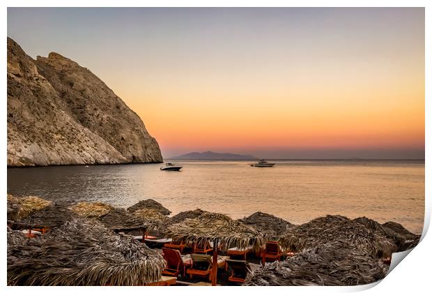 Sunset at Perissa beach Print by Naylor's Photography