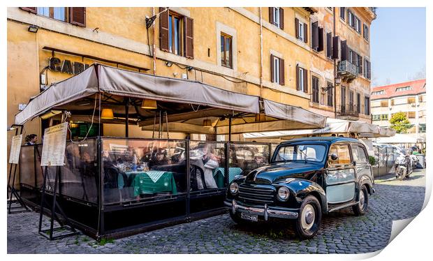Car and Restaurant Italy  Print by Naylor's Photography