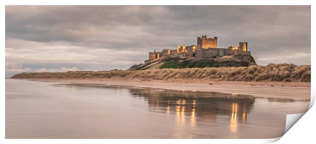 Reflections at Bamburgh Castle Print by Naylor's Photography