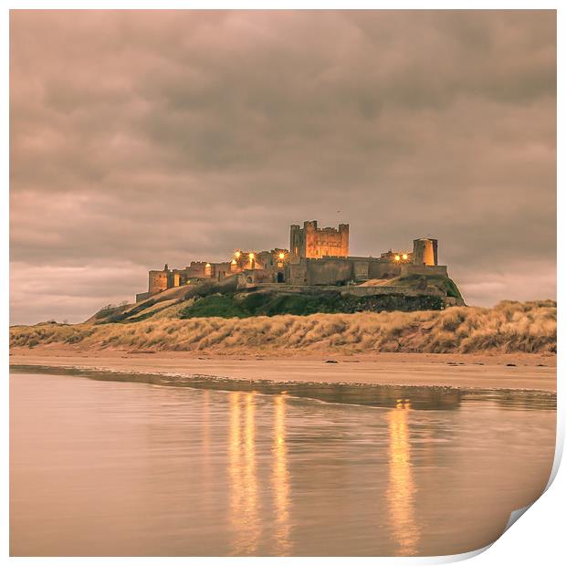 Reflections at Bamburgh Castle Print by Naylor's Photography