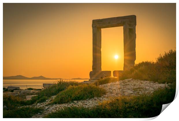 Sun sets through the Temple of Apollo Print by Naylor's Photography