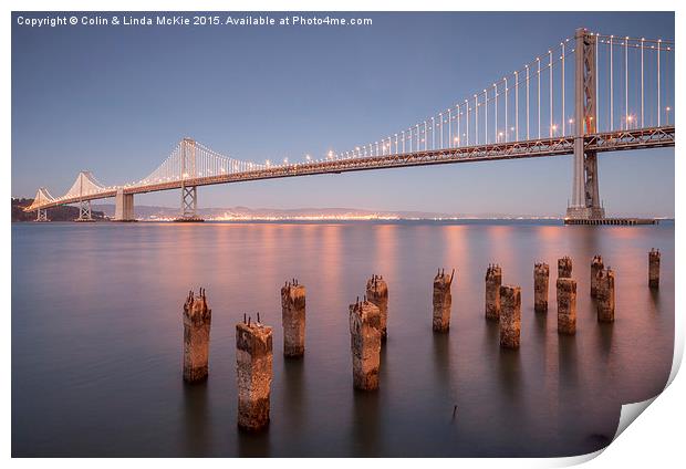 San Francisco Bay Bridge Print by Colin & Linda McKie