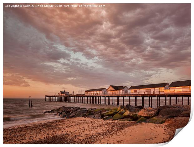 Southwold Pier at Dawn 2 Print by Colin & Linda McKie