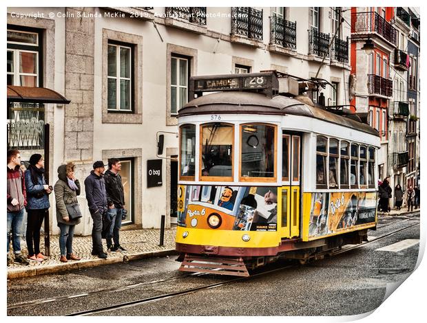 No 28 Tram in Lisbon Print by Colin & Linda McKie