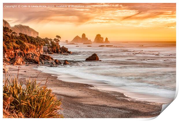 Motukiekie Rocks, West Coast, New Zealand Print by Colin & Linda McKie