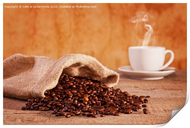 Coffee Beans and Burlap Sack Print by Colin & Linda McKie