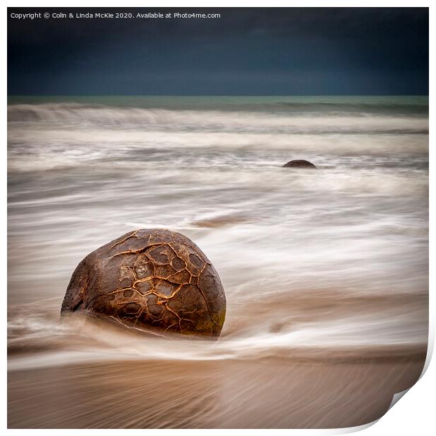 Moeraki Boulders, New Zealand Print by Colin & Linda McKie