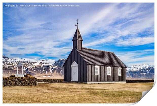 Budir Church, West Iceland Print by Colin & Linda McKie