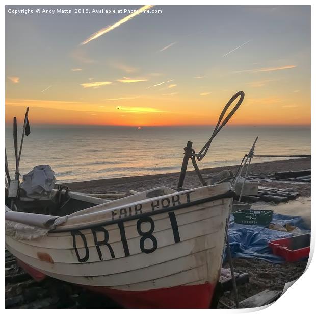 Sunrise Over Deal Print by Andy Watts